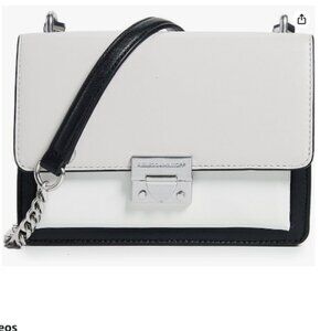 Rebecca Minkoff‎ Christy SM Handbag Black White Grey Leather Crossbody Women's
